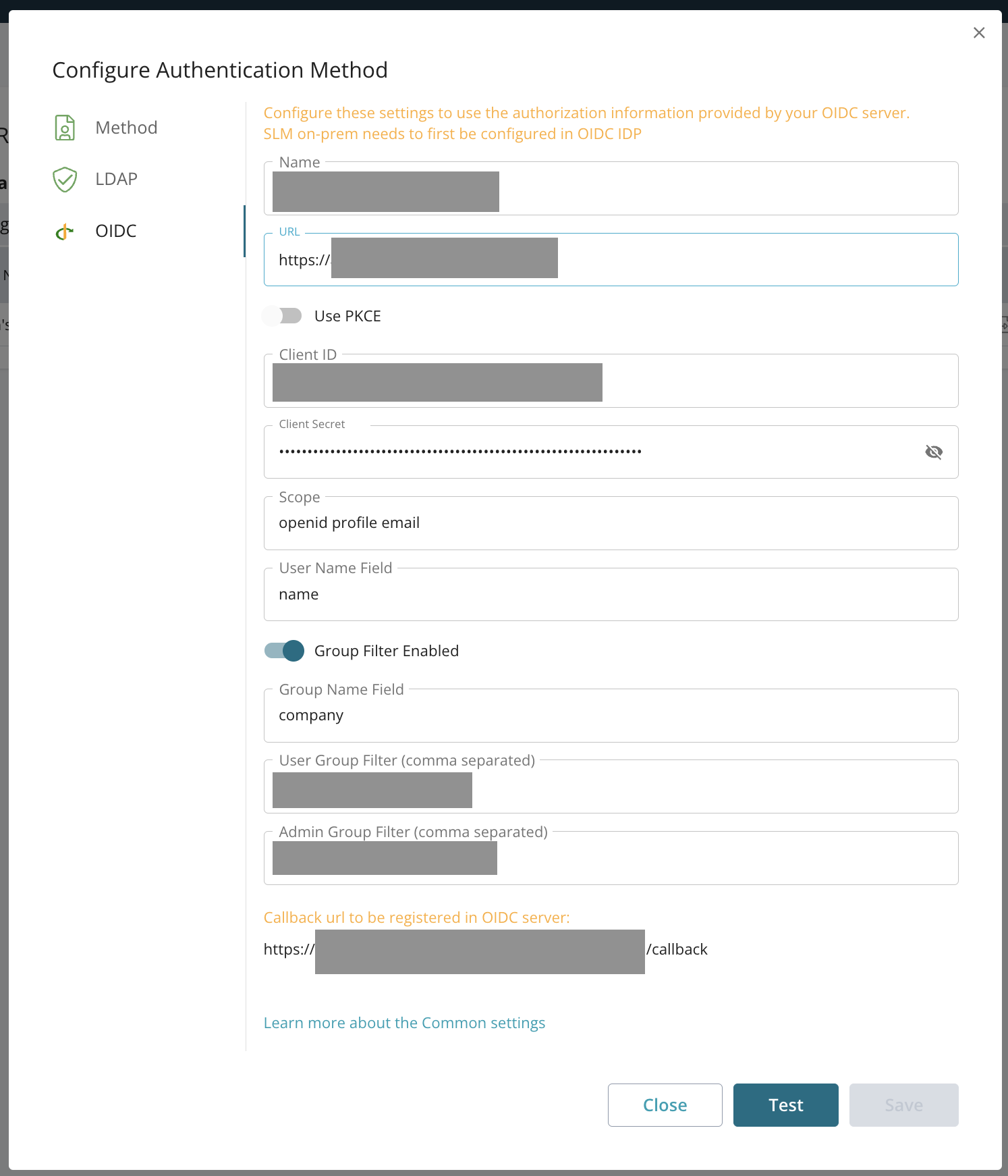 Configure Authentication Method